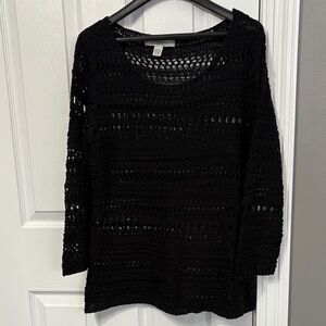 Chic Black Open-Knit Sweater